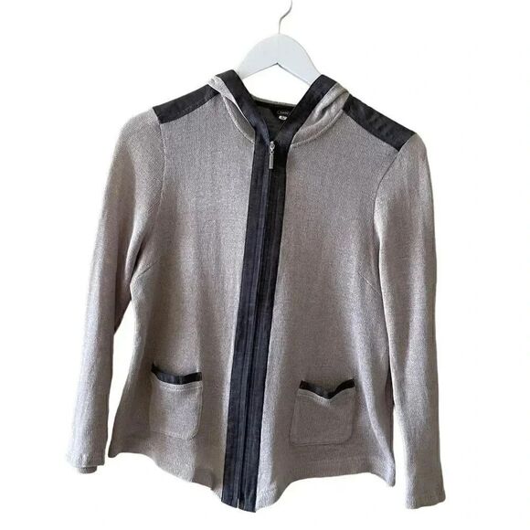 2 for $30 Tabit Front Zipper Lightweight Color Black Sweater SZ L - Picture 1 of 10